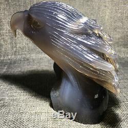 828g GNatural Geode Agate quartz eagle skull hand Carved crystal heal MK475-YX