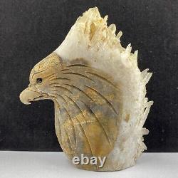 828g Natural quartz crystal cluster mineral specimen, hand-carved the eagle gift