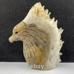 828g Natural quartz crystal cluster mineral specimen, hand-carved the eagle gift