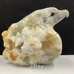 856g Natural crystal mineral specimen, sphalerite, hand-carved eagle collection