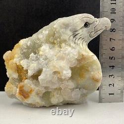 856g Natural crystal mineral specimen, sphalerite, hand-carved eagle collection