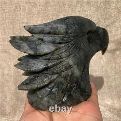 860g Natural labradorite eagle head Quartz hand carved crystal skull Healing