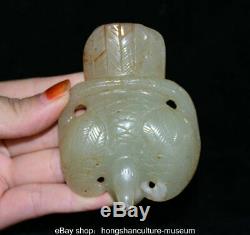 8CM Chinese Old nephrite Jade Hand Carved Eagle Owl Birds Statue Sculpture