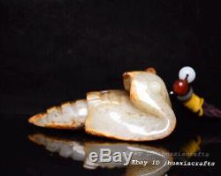9.5cm Chinese Natural Old HeTian Jade Hand-carved eagle Pendant Amulet HJJO