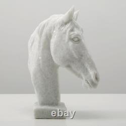 9 H White Marble Hand Carved Horse Statue Art Figurine Sculpture Home Collectib
