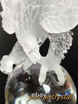 9 Natural Clear Quartz Hand Carved Eagle Crystal Skull Decoration Reiki Gift