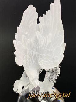 9 Natural Clear Quartz Hand Carved Eagle Crystal Skull Decoration Reiki Gift