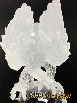 9 Natural Clear Quartz Hand Carved Eagle Crystal Skull Decoration Reiki Healing