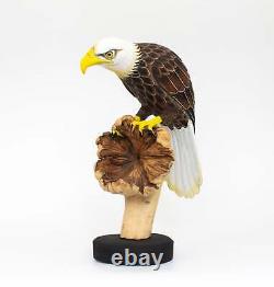 9 Wooden Handmade American Eagle Figurine Statue Painted Sculpture Bird Hand Us
