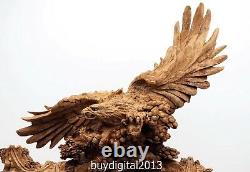 90 CM Indonesia Agarwood Chinese tiercel eagle hawk Great Wall Pine Tree Statue