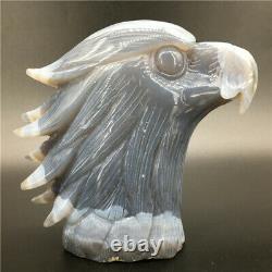 930G Natural agate geode Quartz hand carved crystal eagle head Healing decor