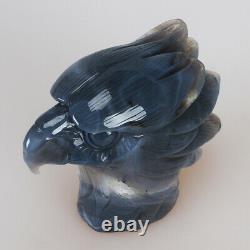 993g 5.3 Natural Geode Agate Quartz Crystal Hand Carved Eagle Head Carving