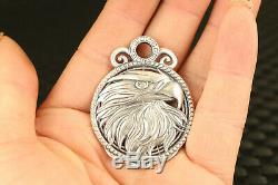 999 silver hand cast eagle figure statue pendant netsuke necklace gift
