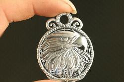 999 silver hand cast eagle figure statue pendant netsuke necklace gift