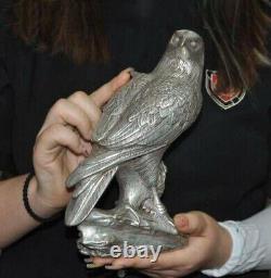 9Exquisite Rare Old China Tibetan silver Lucky eagle hawk bird statue decorate