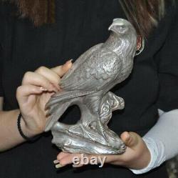 9Exquisite Rare Old China Tibetan silver Lucky eagle hawk bird statue decorate