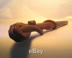 A Hand Carved Wood Bamboo Parasol Handle Snake Eagles Claw Z23