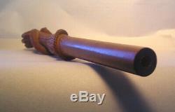 A Hand Carved Wood Bamboo Parasol Handle Snake Eagles Claw Z23