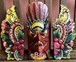 Amazing Bali Mask Wall Face Garuda Eagle Face Bird King God Wood Hand Carved Art