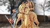 Amazing Chainsaw Wood Carving Native American Girl With Horse And Eagle