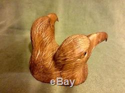 American Bald Eagle(together forever) Hand Carved From Mahogany Wood. Excellent