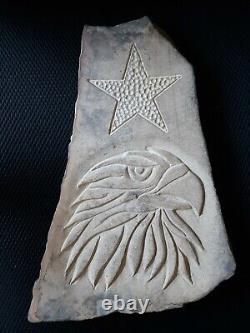 American Bald Eagle with Star Hand Carved in Sandstone garden stone