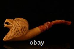 American Eagle Hand Carved Block Meerschaum Pipe with custom case 12069