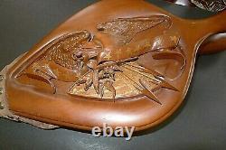 American Eagle Hand carved Wood Fireplace Bellows Claws Arrows Finest seen LOOK