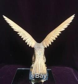 American Eagle Sculpture Figure Statue Hand Carved Wood 19H