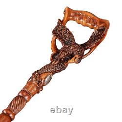 American Eagle Walking Stick Cane Dark Wood Carved Hand Crafted gift for men
