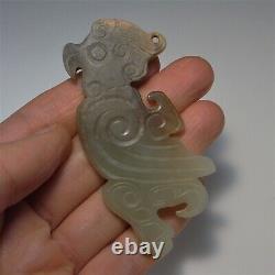 Ancient Jade Pendant Bird Eagle Shang Archaic Chinese Hand Carved Cameo Artifact
