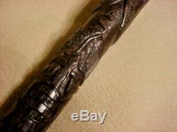 Antique 100 Years Old Mexican Eagle Snake Hand Carved Walking Stick