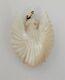 Antique 14k Solid Gold Hand Carved Mother Of Pearl Perched Eagle Pendant