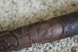 Antique 19th century hand carved Federal eagle wood Folk Art walking stick cane