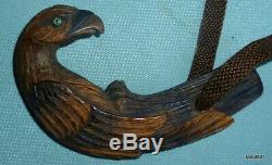 Antique Black Forest Hand Carved Wood Eagle Bird Handle Cane Umbrella