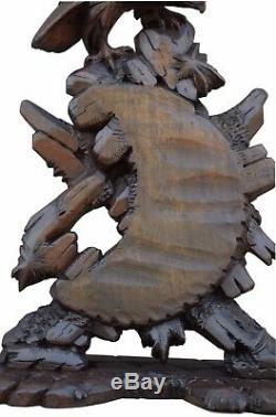Antique Black Forest Hand Carved Wood Eagle Swiss Eagle Wooden Sculpture