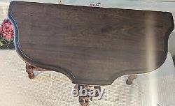 Antique Eagle Table Hand Carved Accent Parlor 3 Leg Dark Wood Walnut Spindle