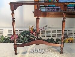 Antique Eagle Table Hand Carved Accent Parlor 3 Leg Dark Wood Walnut Spindle