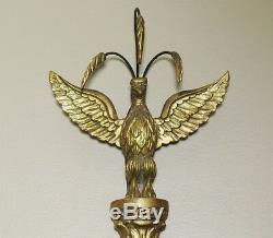 Antique Eagle Topped 32 ITALIAN GILTWOOD Candle Wall Sconce c. 1920 Hand-Carved