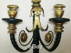 Antique Eagle Topped 32 Italian Giltwood Candle Wall Sconce c. 1920 Hand-Carved