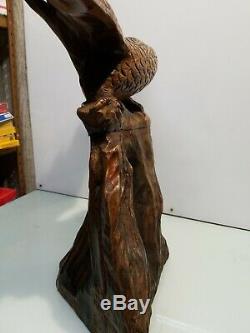 Antique FOLK ART Hand Carved Wood AMERICAN EAGLE with ARROW