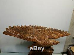 Antique FOLK ART Hand Carved Wood AMERICAN EAGLE with ARROW