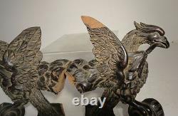 Antique Hand Carved Americana Federal Style Hardwood Eagles Finials