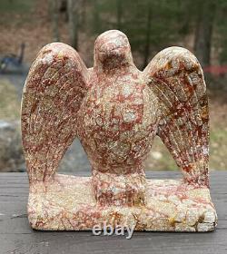 Antique Hand Carved Steatite Stone American Bald Eagle Primitive Folk Art