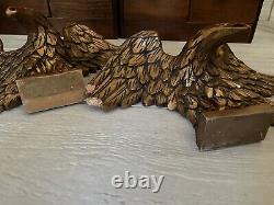 Antique Hand Carved Wood Salvage Eagle Birds Satues Pair