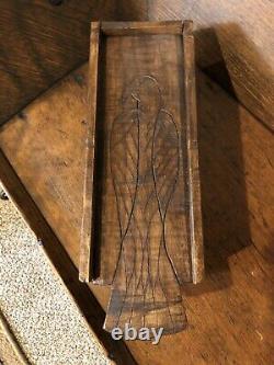 Antique Hand Carved Wooden Dovetailed Candlebox (With Eagle)No Nails