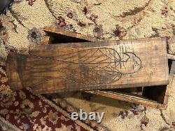 Antique Hand Carved Wooden Dovetailed Candlebox (With Eagle)No Nails