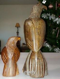 Antique Mexican Ironwood Hand Carved Statue Figurine Eagle Office Home Art Decor