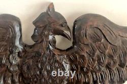 Antique Plaque Hand Carved Eagle 26 Wide