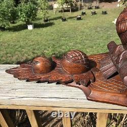 Antique Victorian Hand Carved Spread Eagle Walnut Wall Shelf With Glass Eye